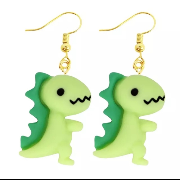 Fun T-Rex Dinosaur Dangle Earrings, lightweight - Picture 4 of 4